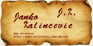 Janko Kalinčević vizit kartica
